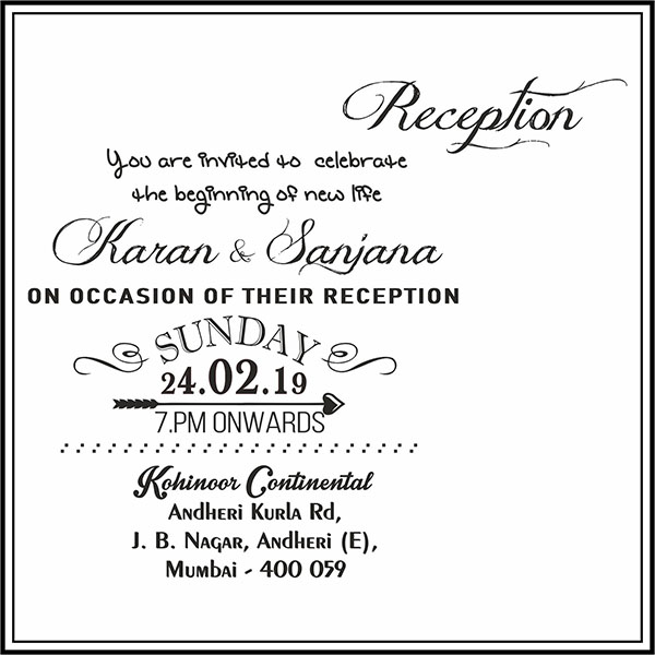 Wedding invitation card Hooked Booked Reception - Parekh Cards